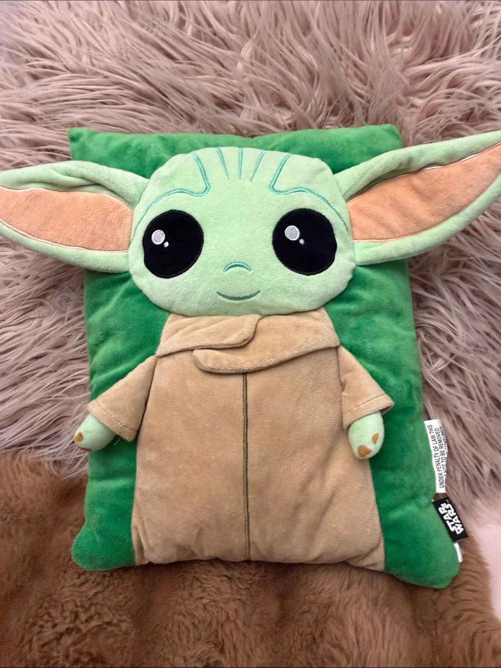 Star Wars Green and Tan Baby Yoda Plush Costume Pillow